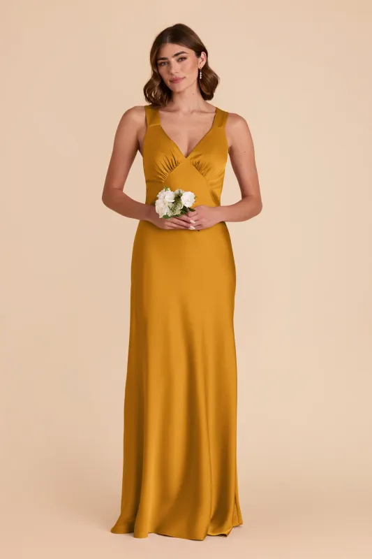 Veronica Matte Satin Dress - Butterscotch sold by Birdy Grey
