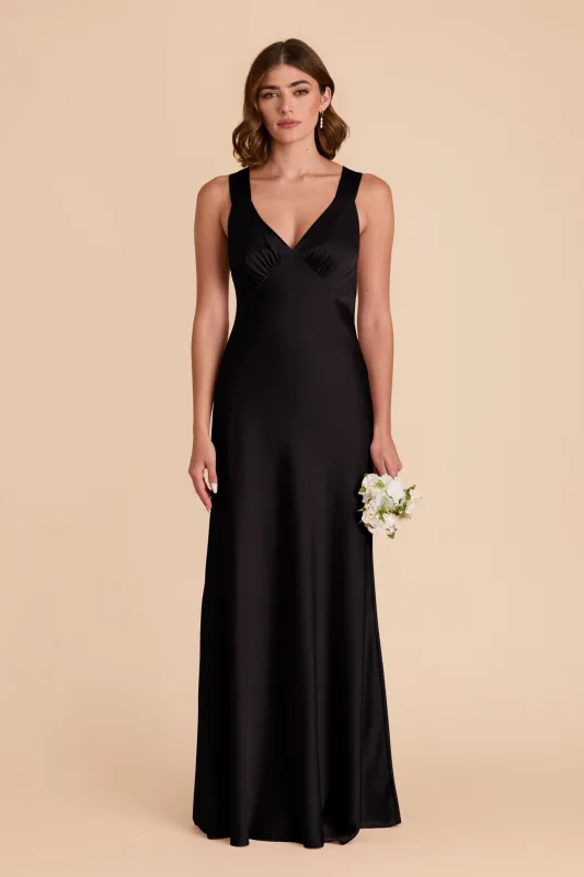 Veronica Matte Satin Dress - Black sold by Birdy Grey