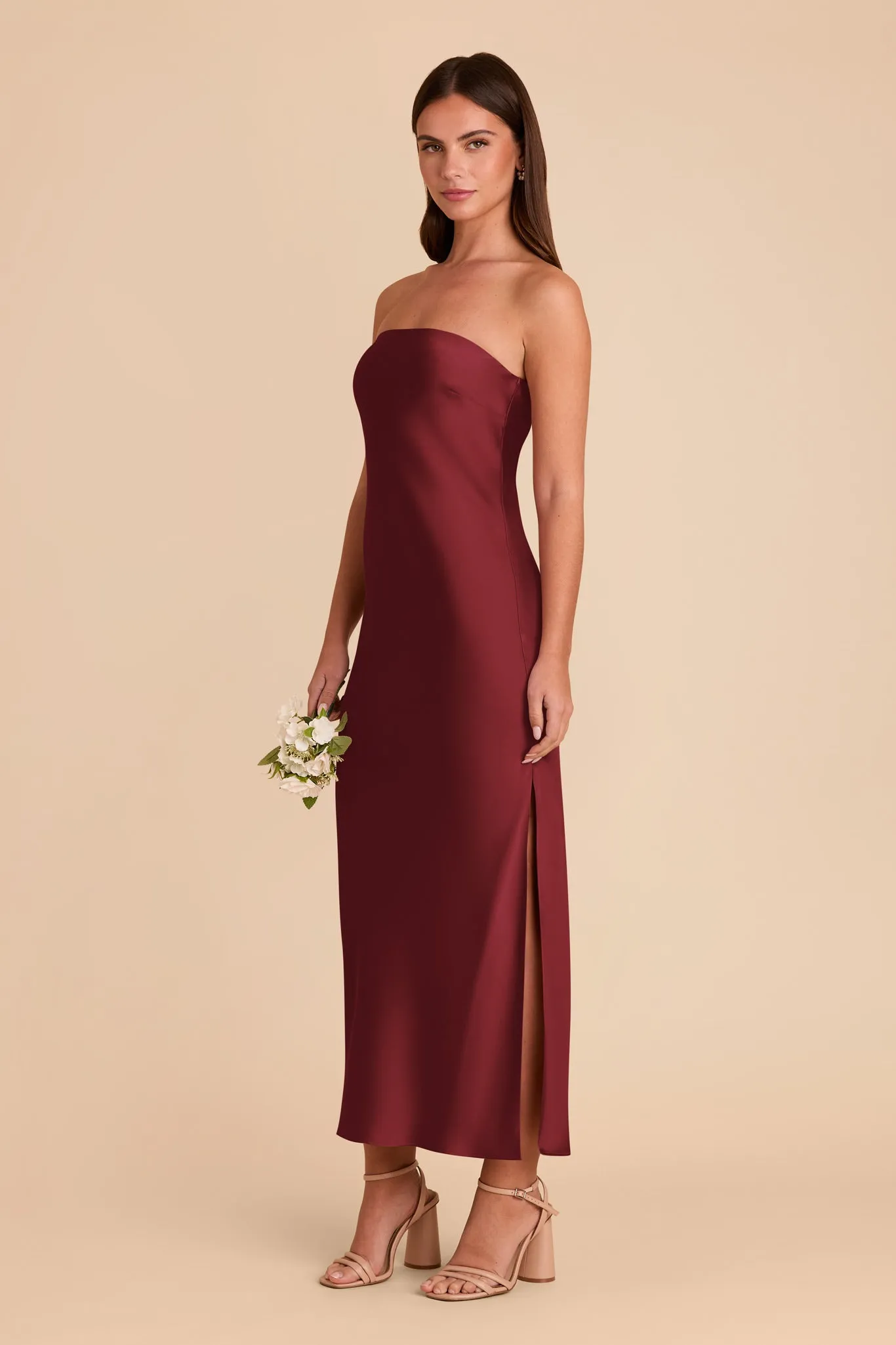 Isla Matte Satin Dress - Burgundy sold by Birdy Grey product image thumbnail 5