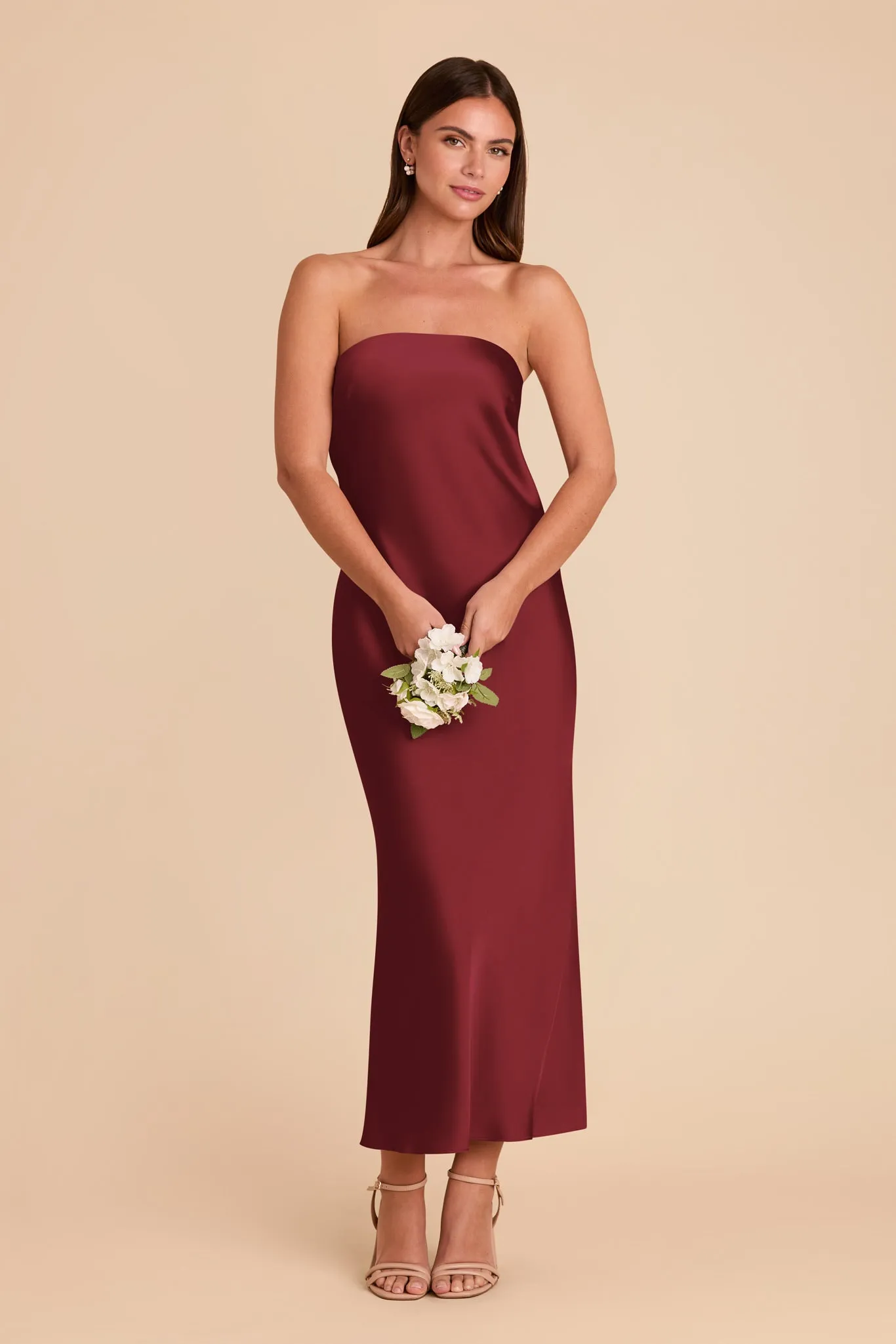 Isla Matte Satin Dress - Burgundy sold by Birdy Grey product image thumbnail 4