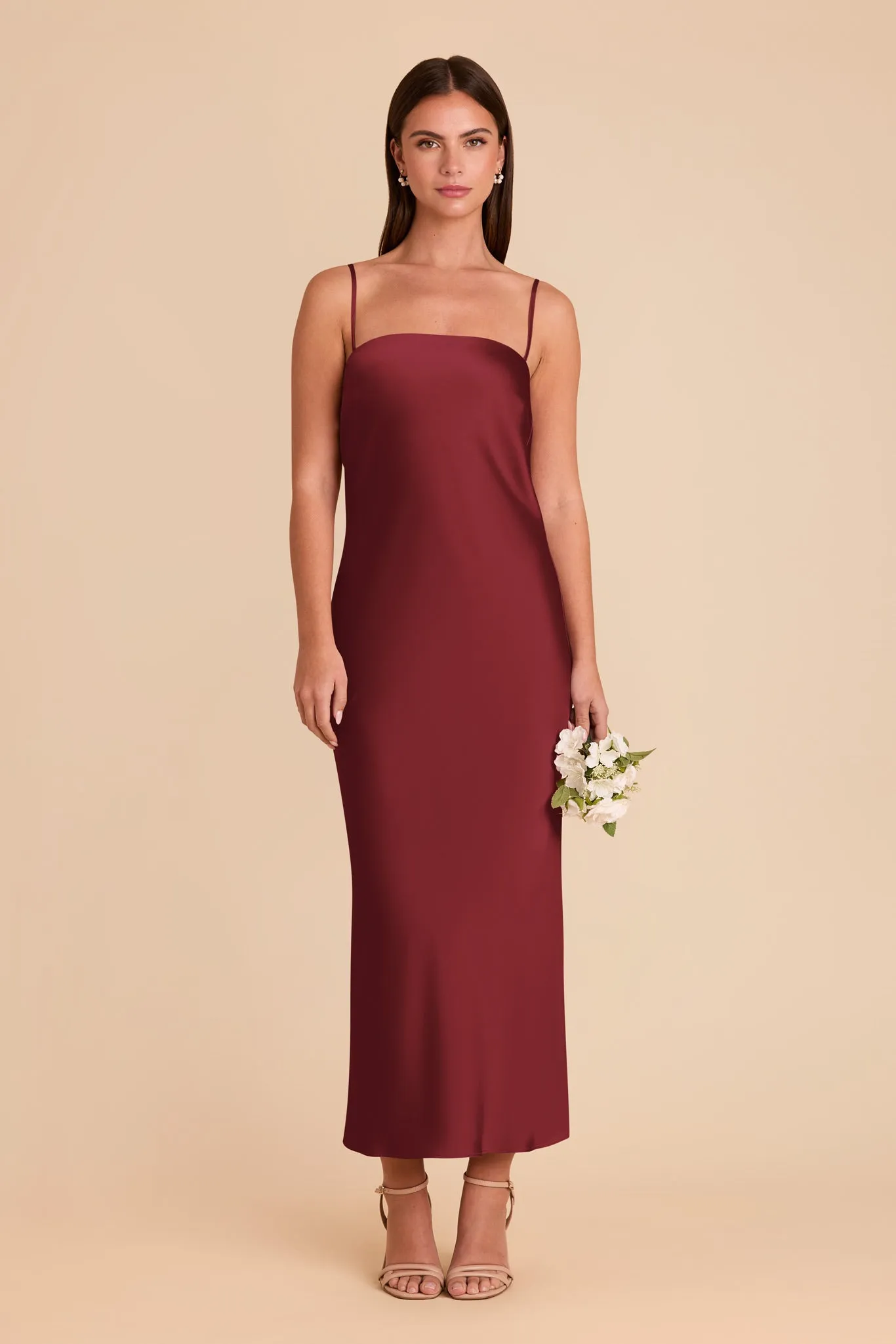 Isla Matte Satin Dress - Burgundy sold by Birdy Grey product image thumbnail 3
