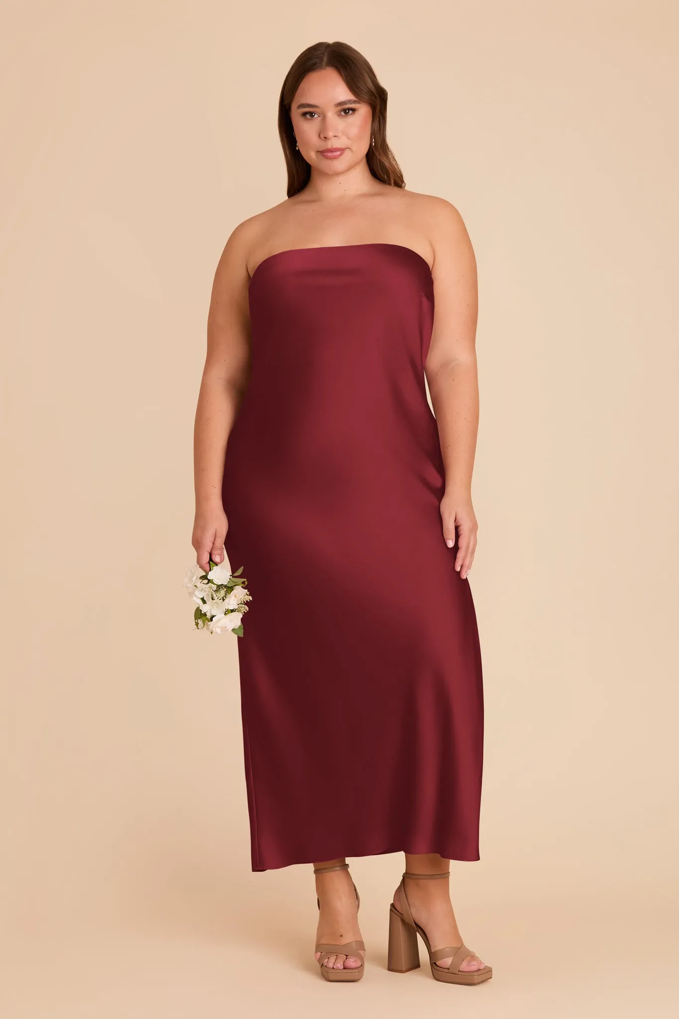 Isla Matte Satin Dress - Burgundy sold by Birdy Grey product image thumbnail 2