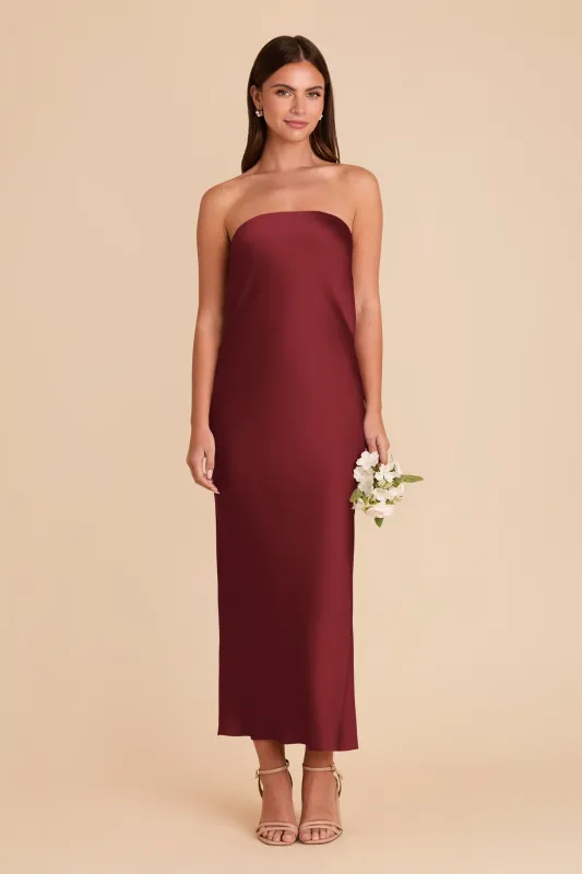 Isla Matte Satin Dress - Burgundy sold by Birdy Grey