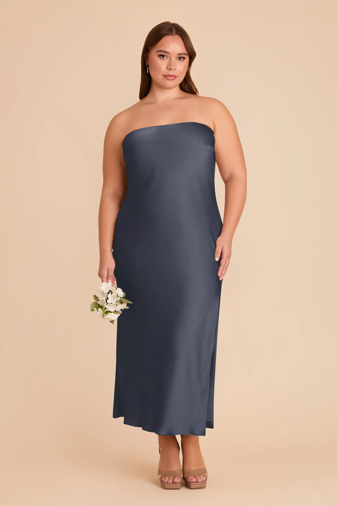Isla Matte Satin Dress - Dusk Blue sold by Birdy Grey product image thumbnail 2