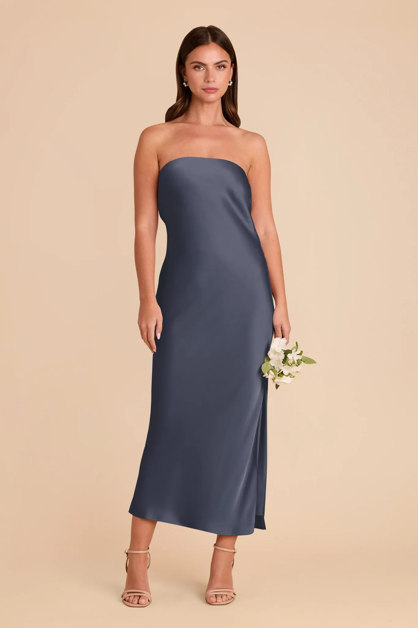 Isla Matte Satin Dress - Dusk Blue sold by Birdy Grey product image thumbnail 3