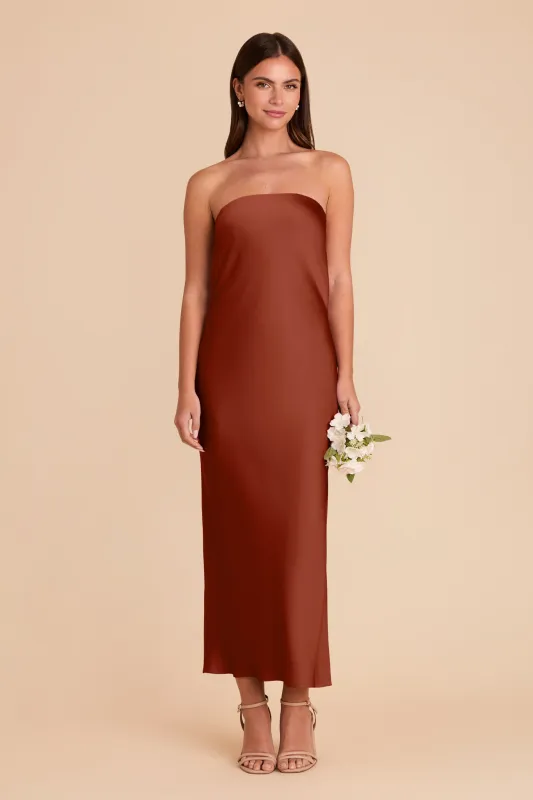 Isla Matte Satin Dress - Auburn sold by Birdy Grey