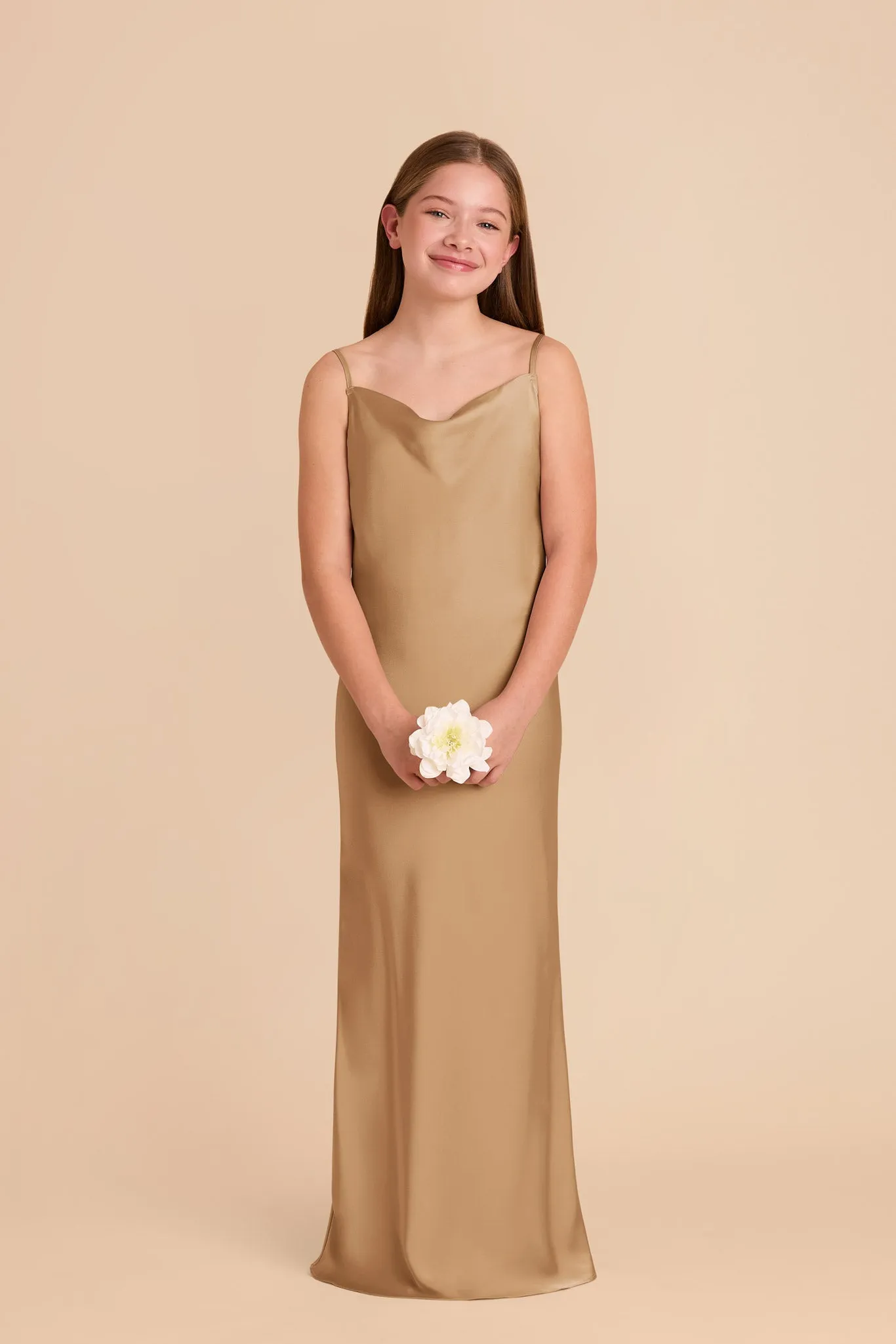 Elisa Junior Matte Satin Dress - Yellow Gold sold by Birdy Grey