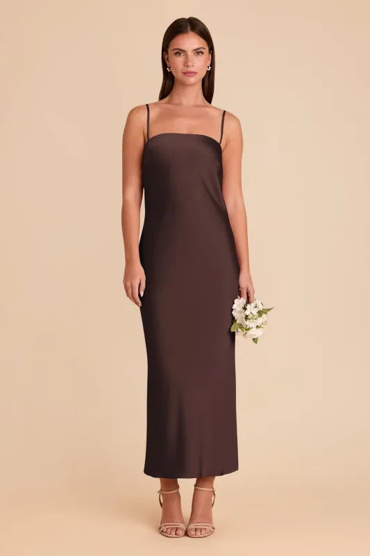 Isla Matte Satin Dress - Espresso sold by Birdy Grey