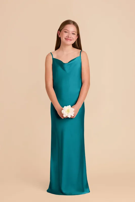 Elisa Junior Matte Satin Dress - Teal sold by Birdy Grey