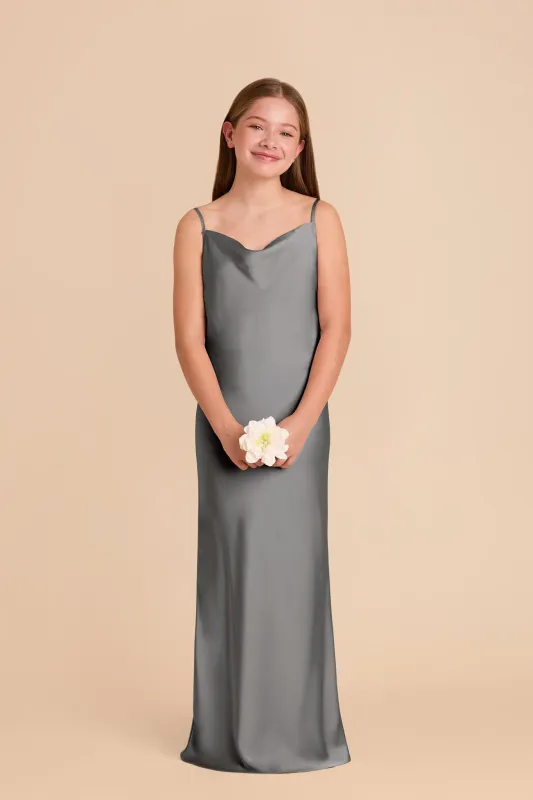 Elisa Junior Matte Satin Dress - Silver sold by Birdy Grey