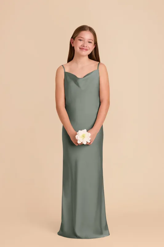 Elisa Junior Matte Satin Dress - Sea Glass sold by Birdy Grey