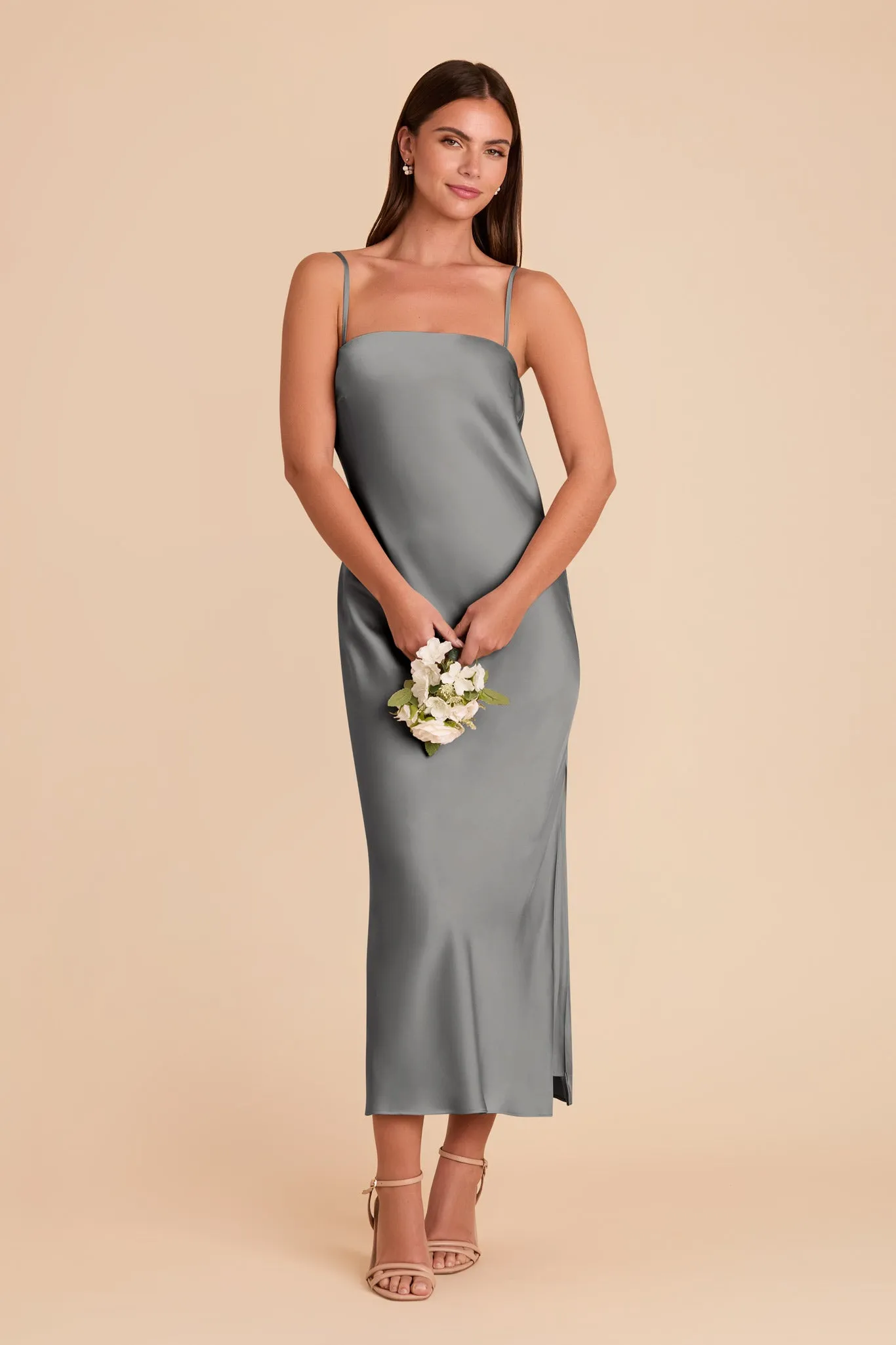 Isla Matte Satin Dress - Silver sold by Birdy Grey product image thumbnail 4