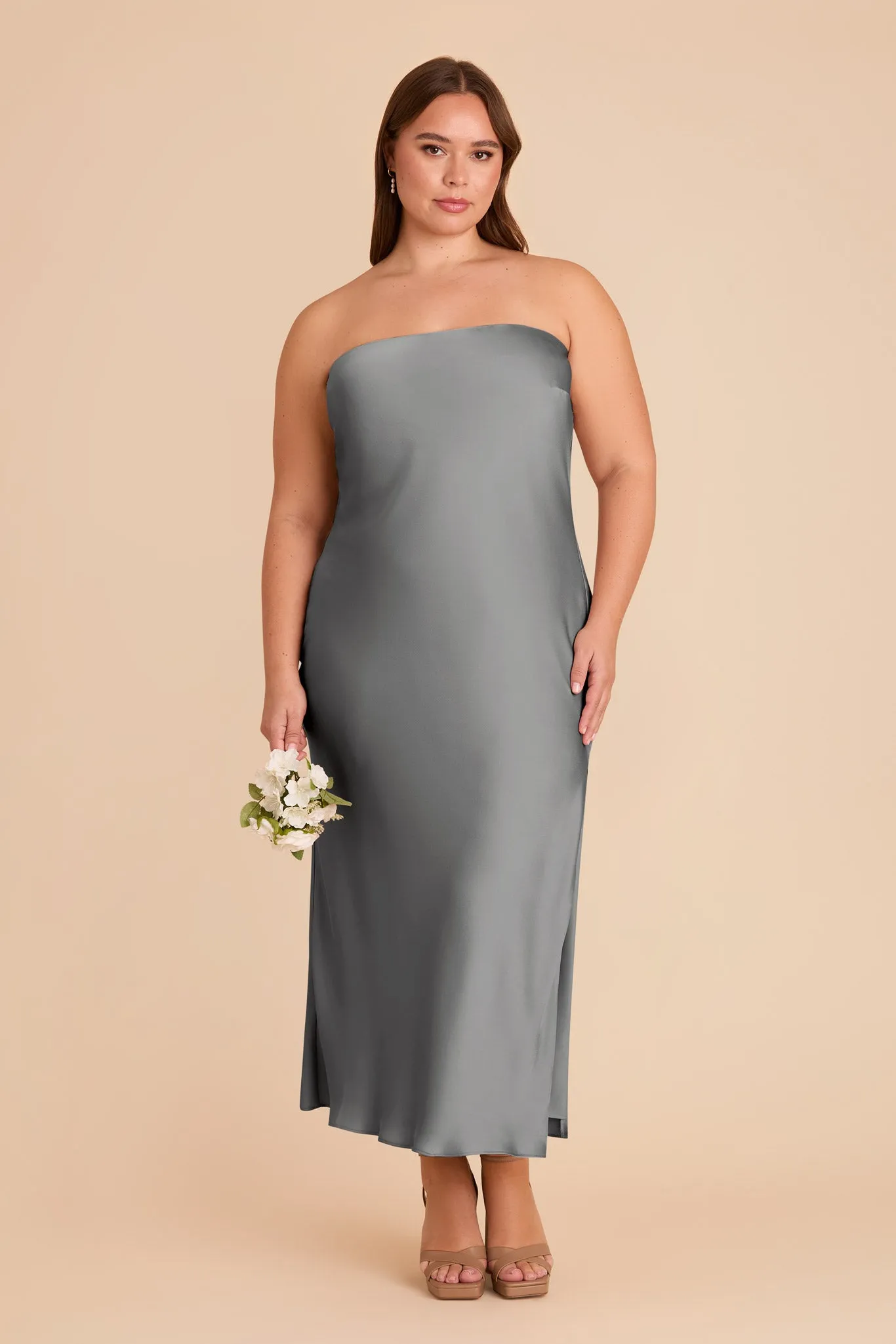 Isla Matte Satin Dress - Silver sold by Birdy Grey product image thumbnail 2
