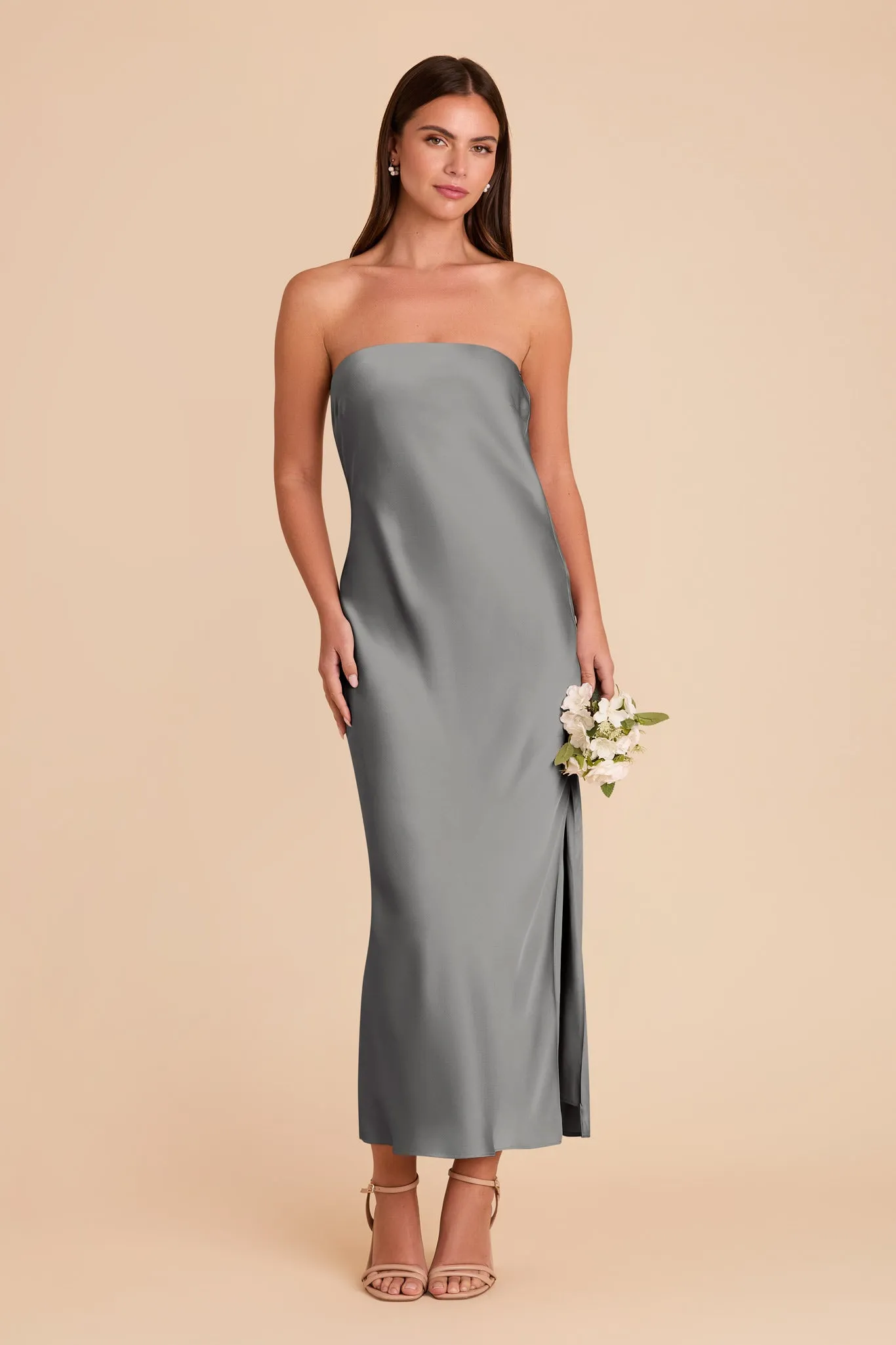 Isla Matte Satin Dress - Silver sold by Birdy Grey product image thumbnail 3