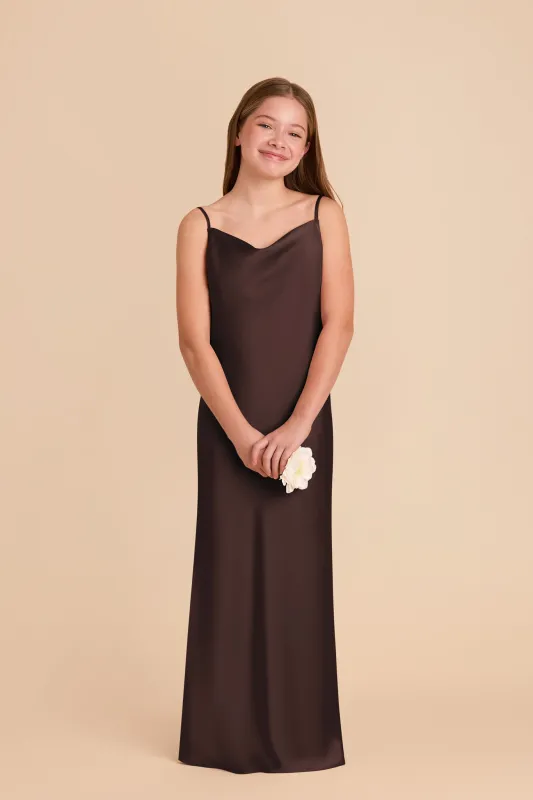 Elisa Junior Matte Satin Dress - Espresso sold by Birdy Grey