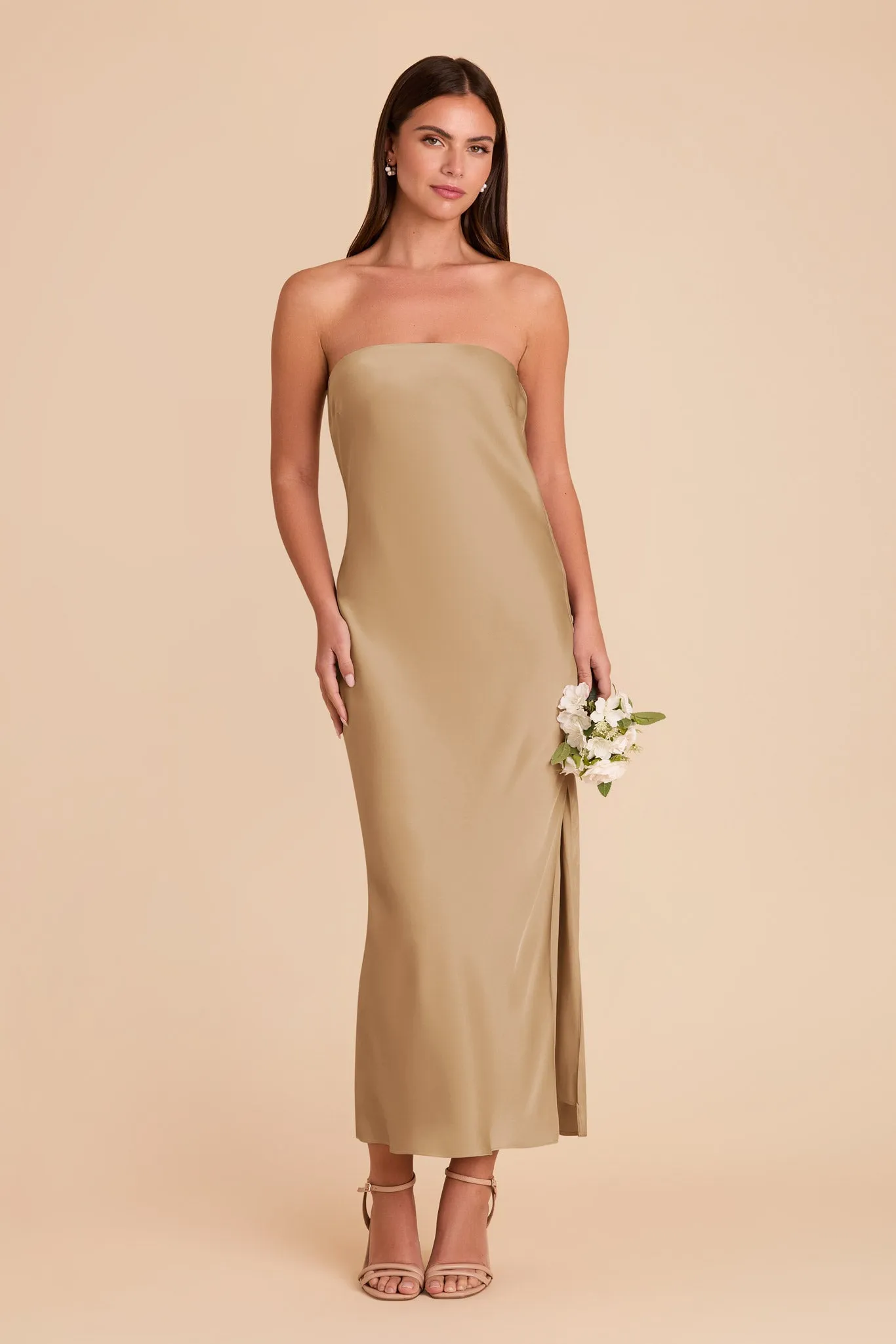 Isla Matte Satin Dress - Yellow Gold sold by Birdy Grey product image thumbnail 3