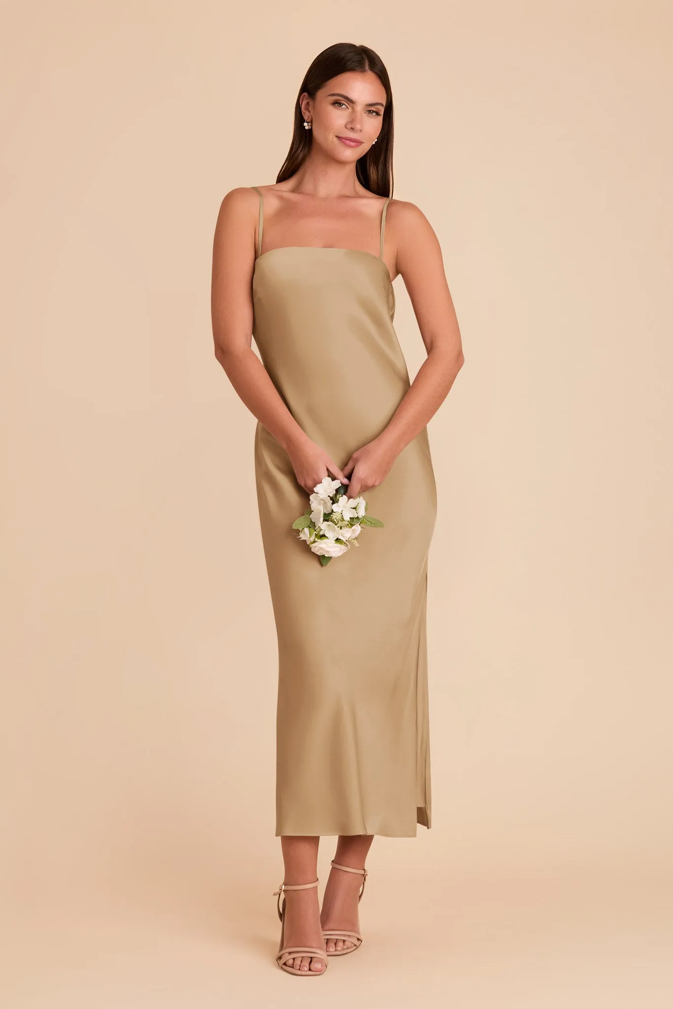 Isla Matte Satin Dress - Yellow Gold sold by Birdy Grey product image thumbnail 4