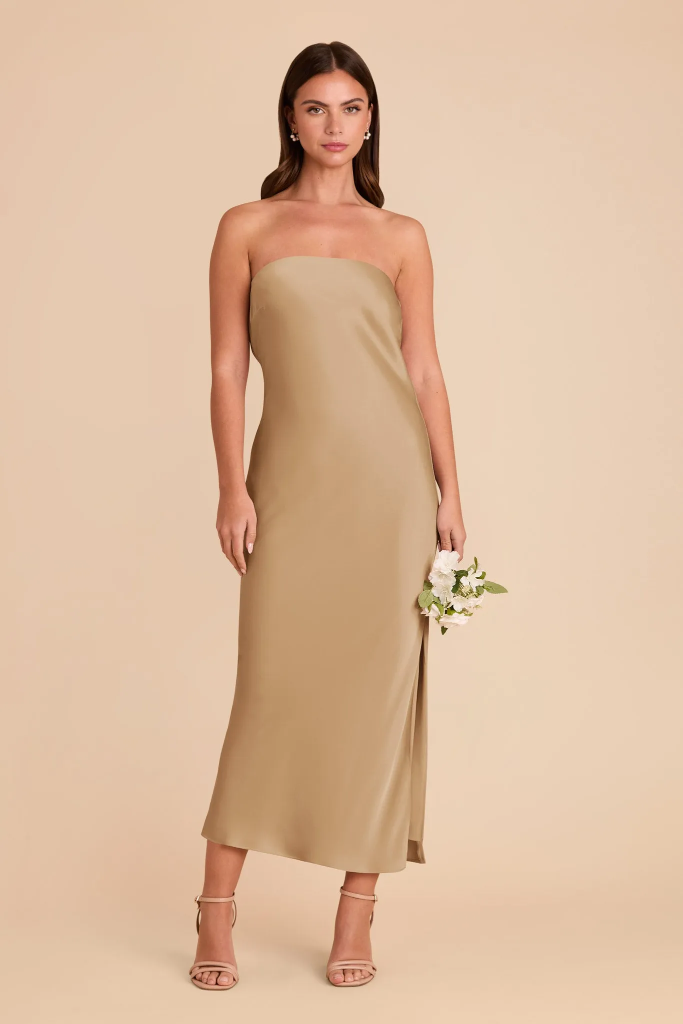 Isla Matte Satin Dress - Yellow Gold sold by Birdy Grey
