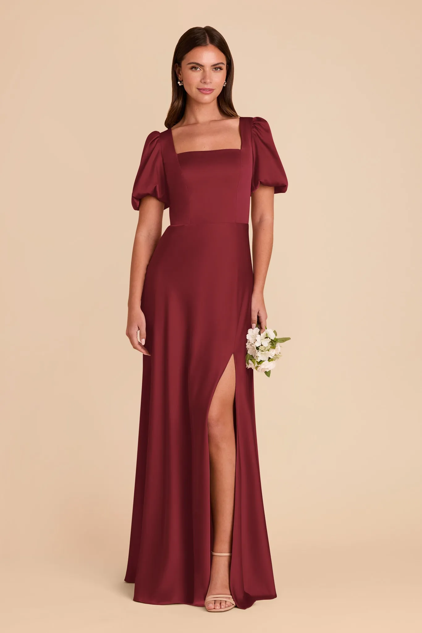 Judy Matte Satin Dress - Burgundy sold by Birdy Grey