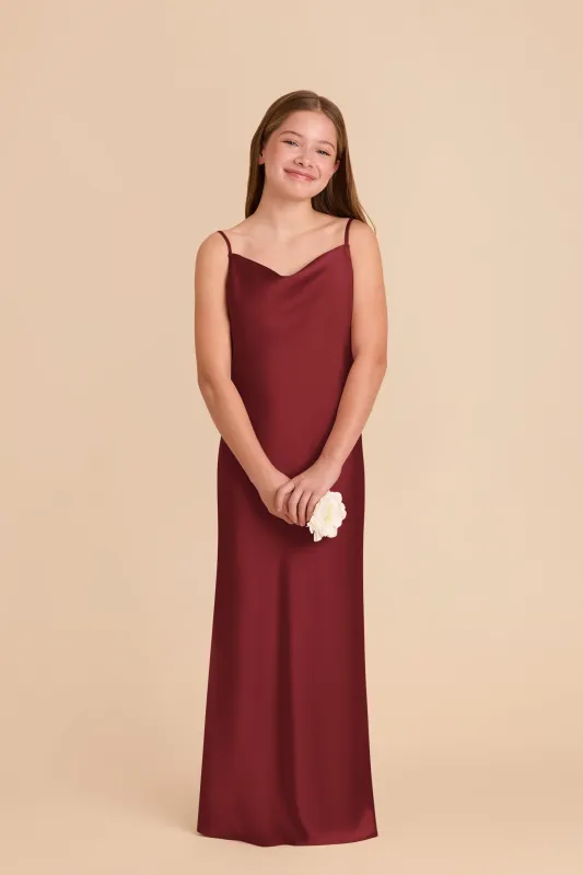 Elisa Junior Matte Satin Dress - Burgundy sold by Birdy Grey