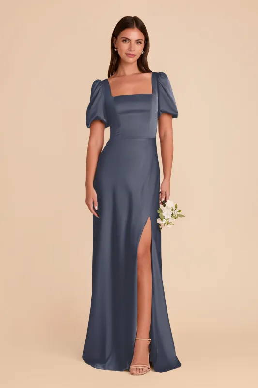 Judy Matte Satin Dress - Dusk Blue sold by Birdy Grey
