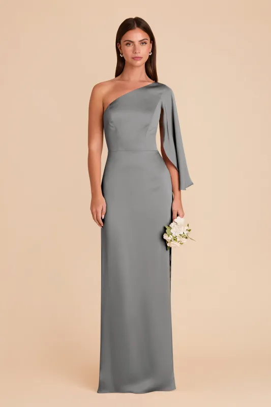 Christine Matte Satin Dress - Silver sold by Birdy Grey