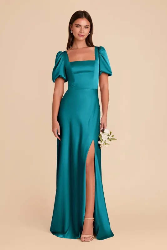 Judy Matte Satin Dress - Teal sold by Birdy Grey