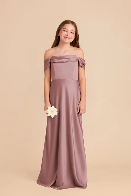 Mimi Junior Matte Satin Dress - Dark Mauve sold by Birdy Grey