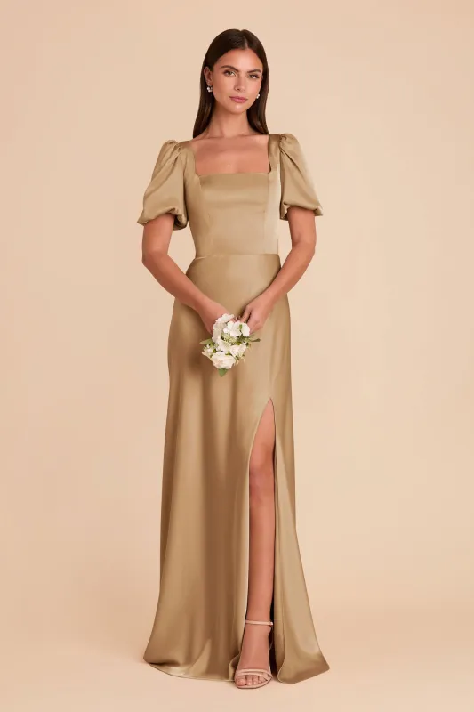 Judy Matte Satin Dress - Yellow Gold sold by Birdy Grey