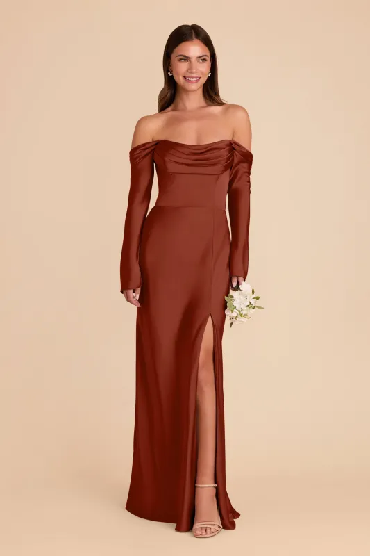 Maya Matte Satin Dress - Auburn sold by Birdy Grey