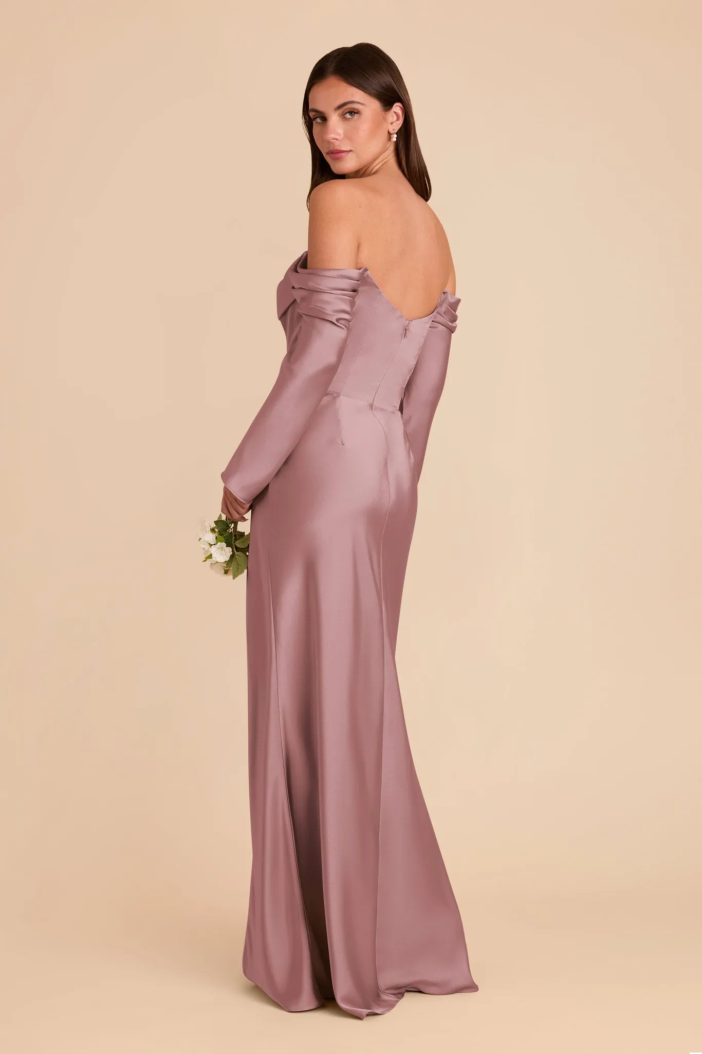 Maya Matte Satin Dress - Dark Mauve sold by Birdy Grey product image thumbnail 5