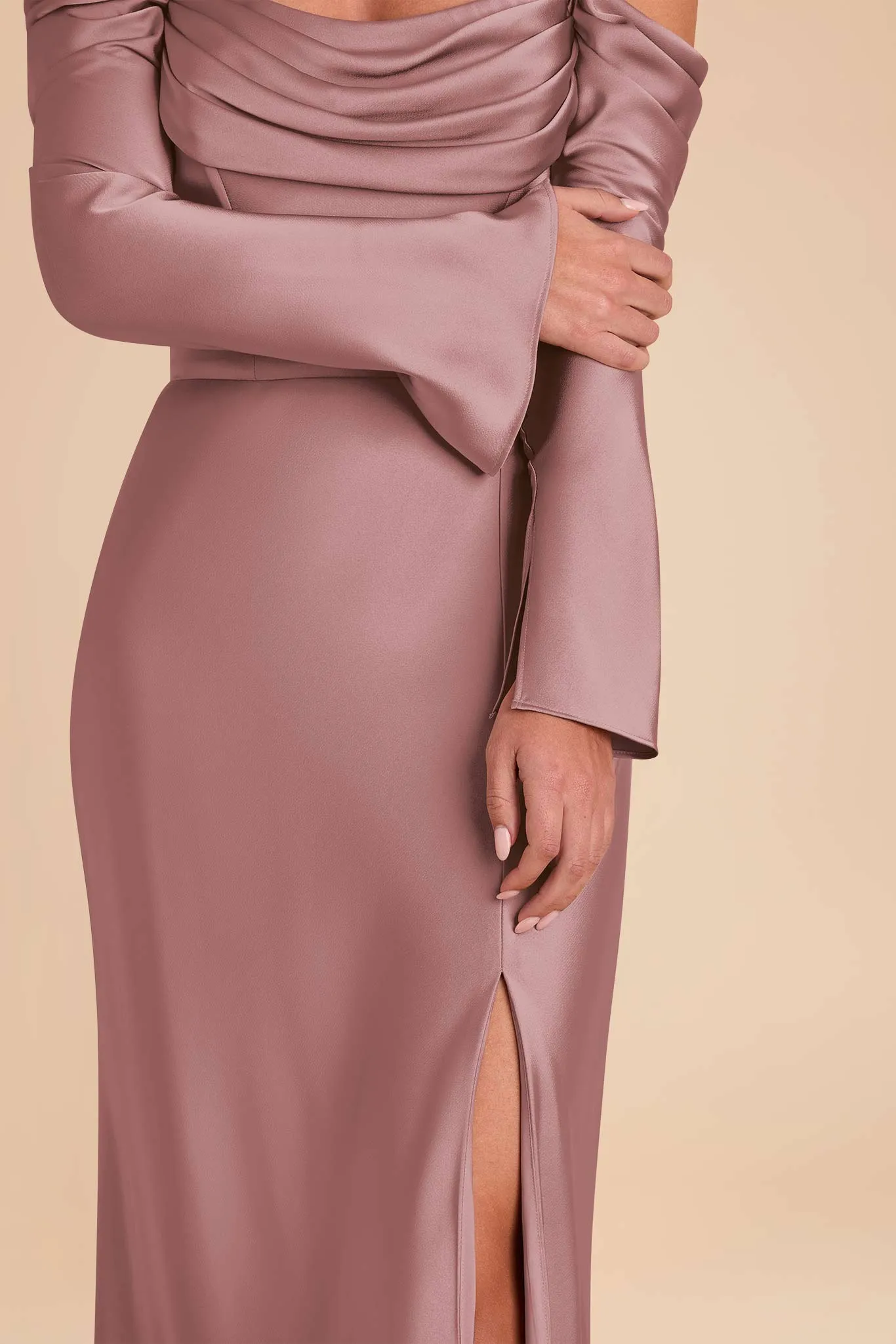 Maya Matte Satin Dress - Dark Mauve sold by Birdy Grey product image thumbnail 4