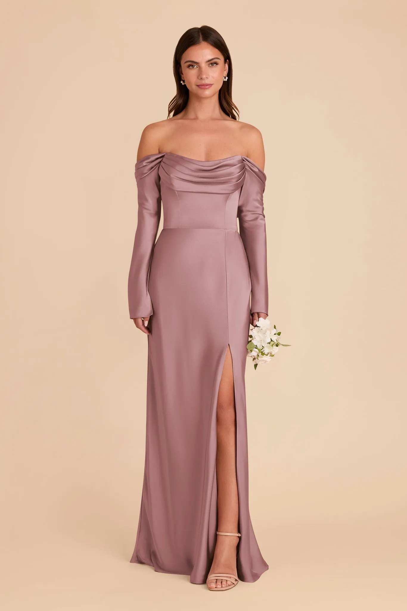 Maya Matte Satin Dress - Dark Mauve sold by Birdy Grey product image thumbnail 3