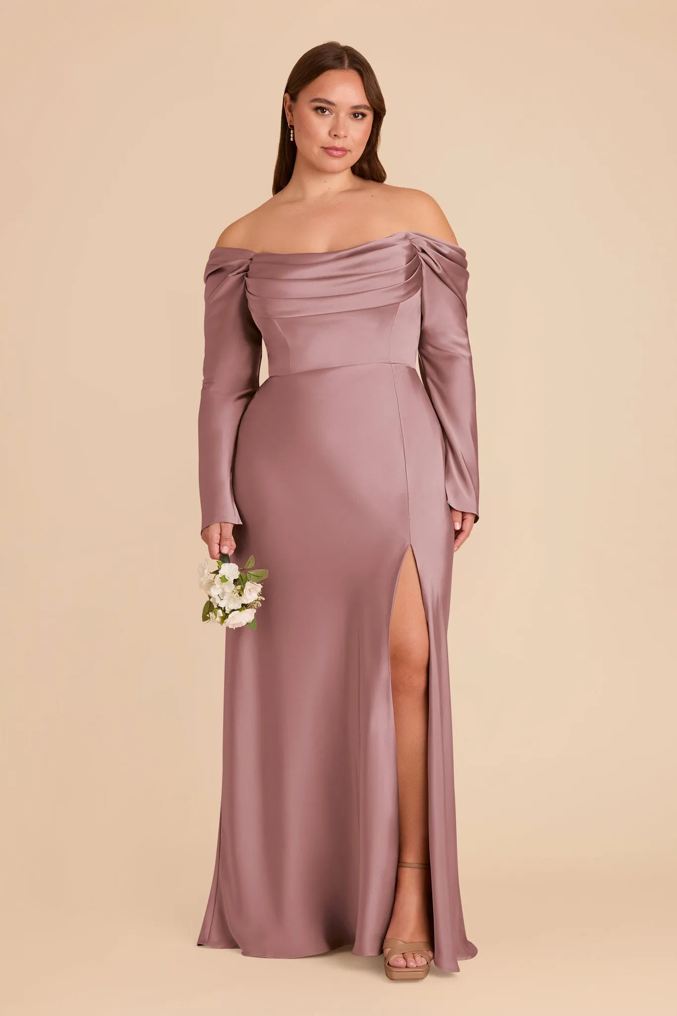 Maya Matte Satin Dress - Dark Mauve sold by Birdy Grey product image thumbnail 2