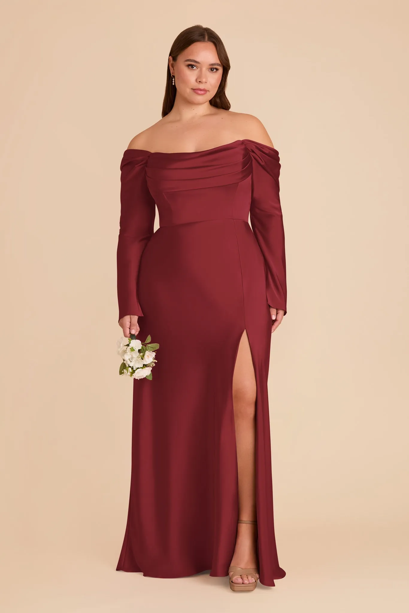 Maya Matte Satin Dress - Burgundy sold by Birdy Grey product image thumbnail 2