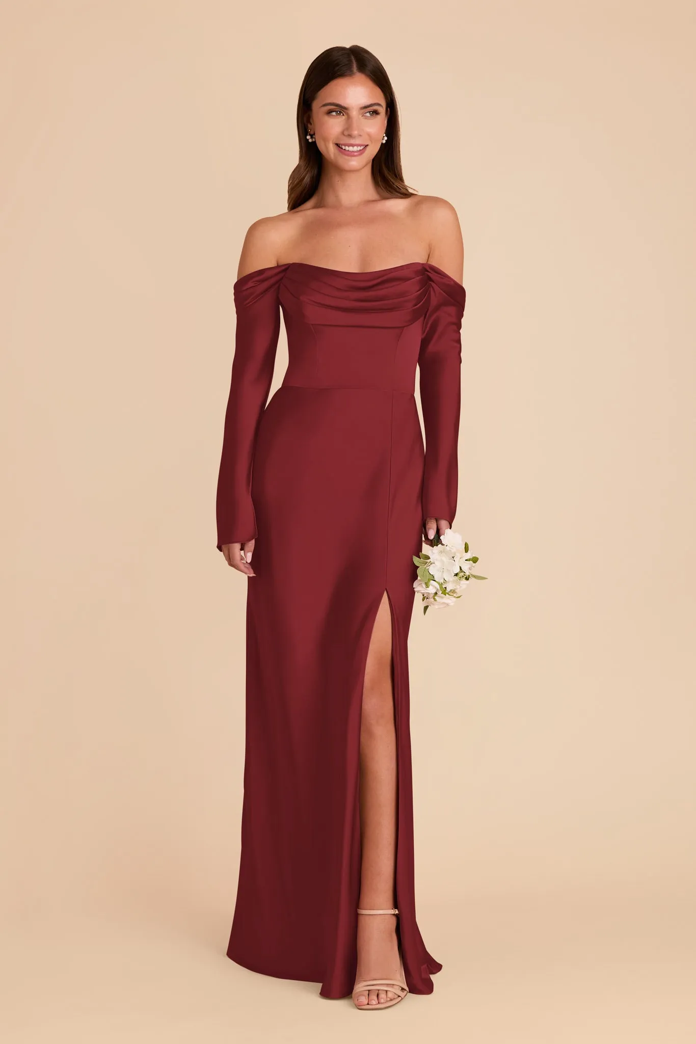 Maya Matte Satin Dress - Burgundy sold by Birdy Grey product image thumbnail 3