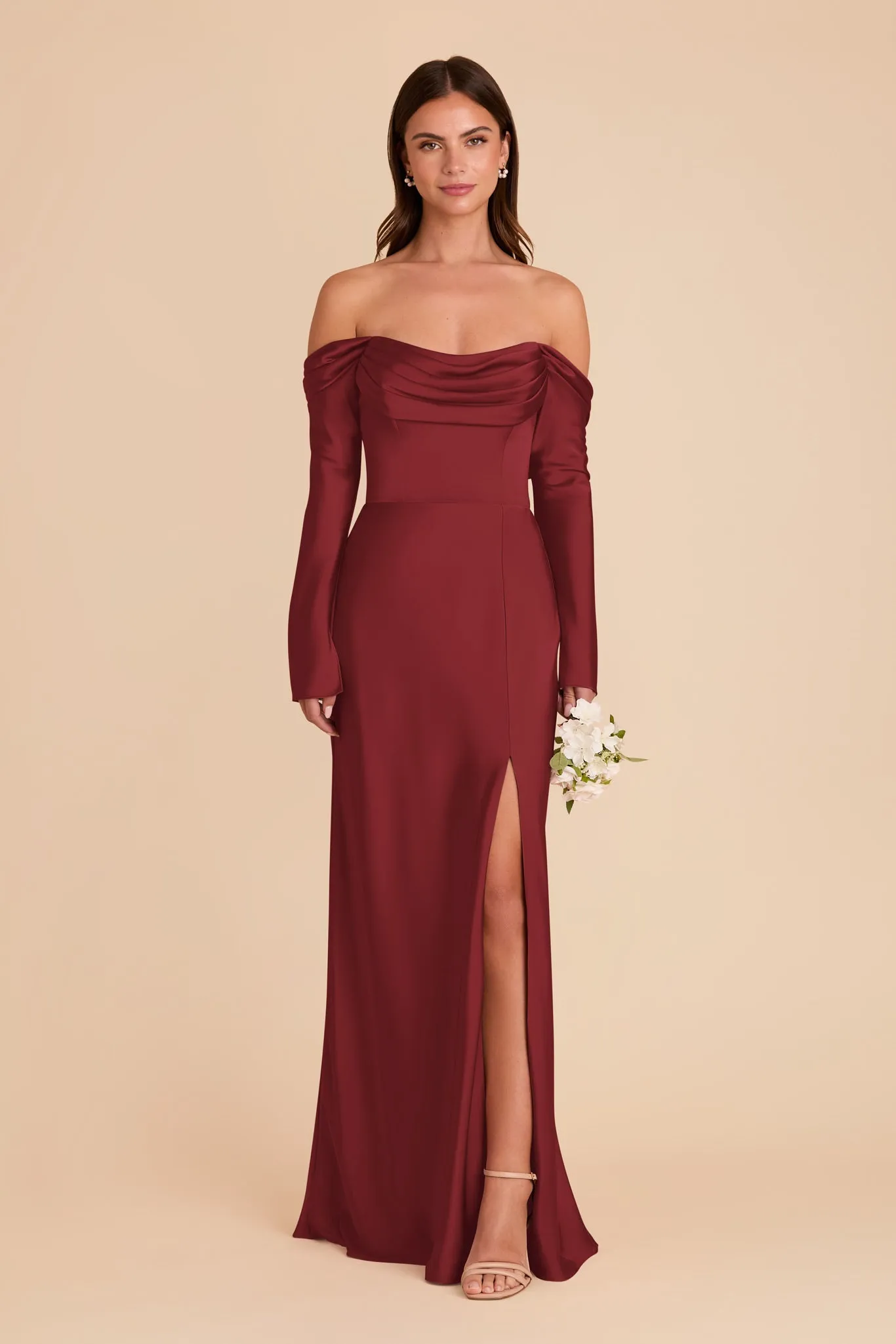 Maya Matte Satin Dress - Burgundy sold by Birdy Grey