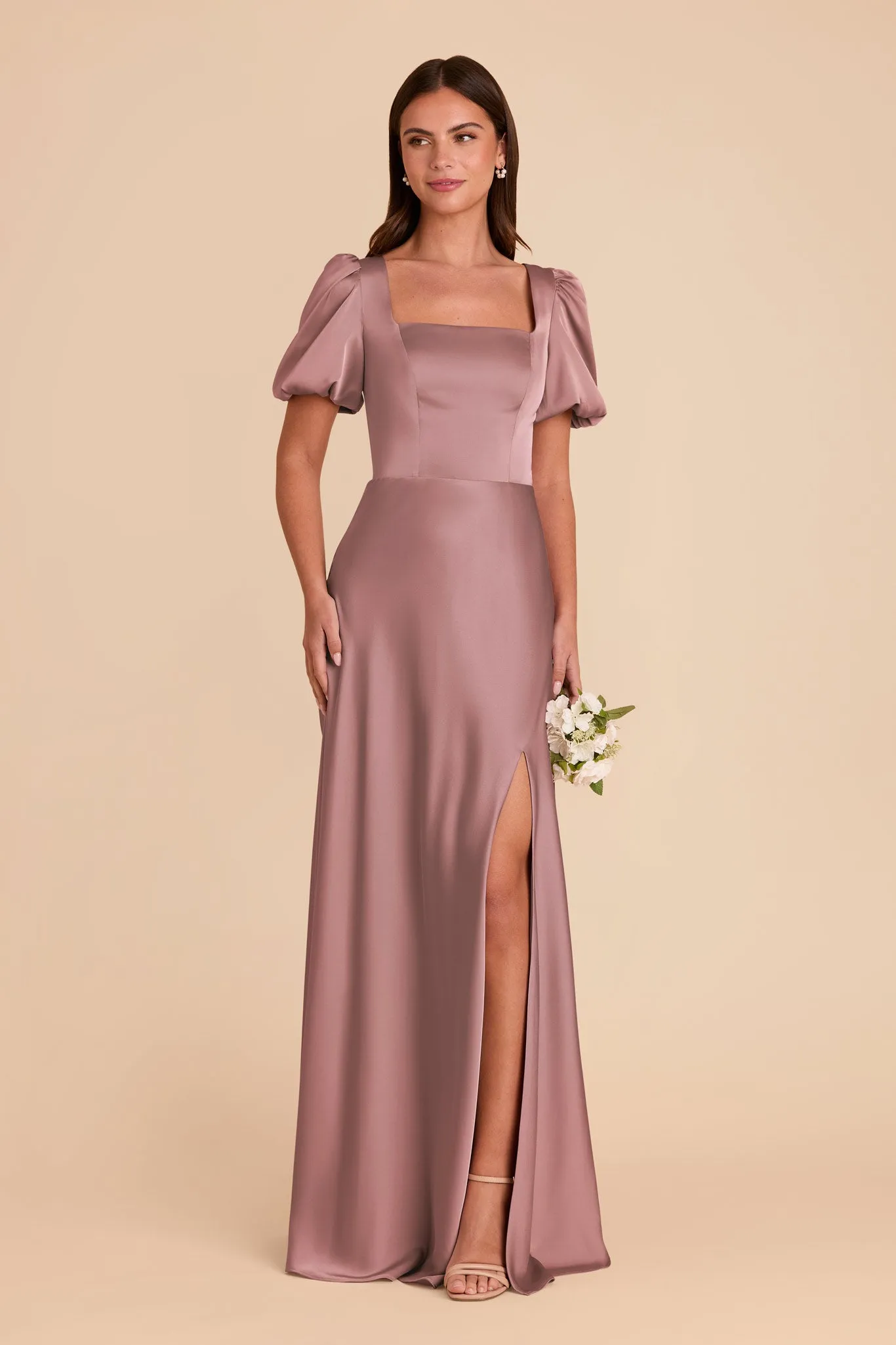 Judy Matte Satin Dress - Dark Mauve sold by Birdy Grey product image thumbnail 3