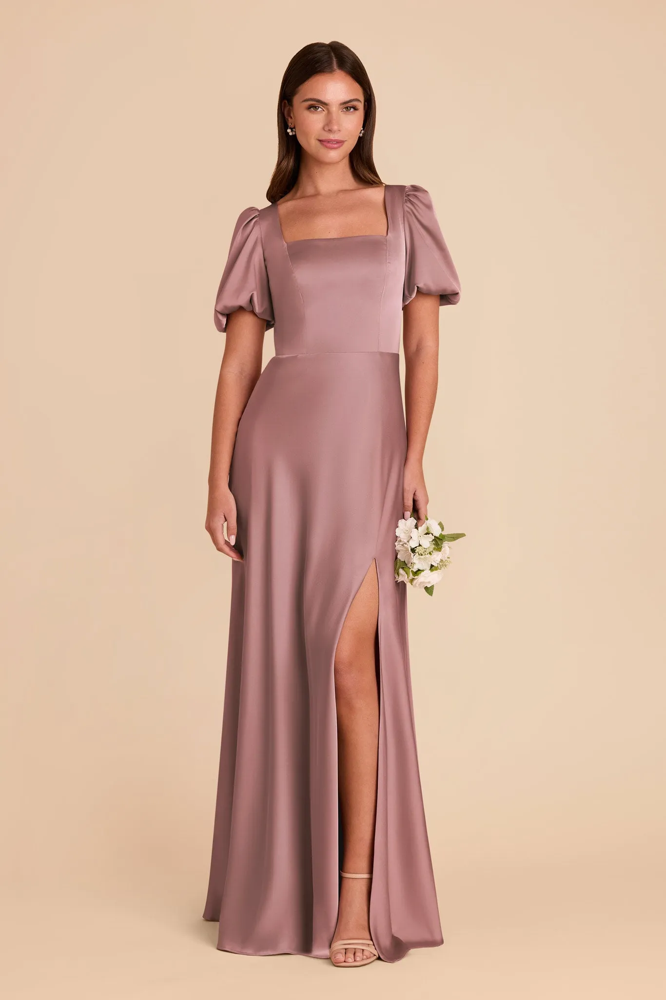 Judy Matte Satin Dress - Dark Mauve sold by Birdy Grey