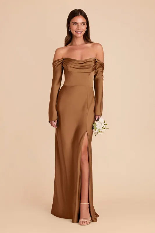 Maya Matte Satin Dress - Copper sold by Birdy Grey