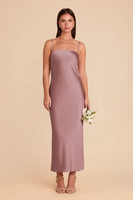 Isla Matte Satin Dress - Dark Mauve sold by Birdy Grey