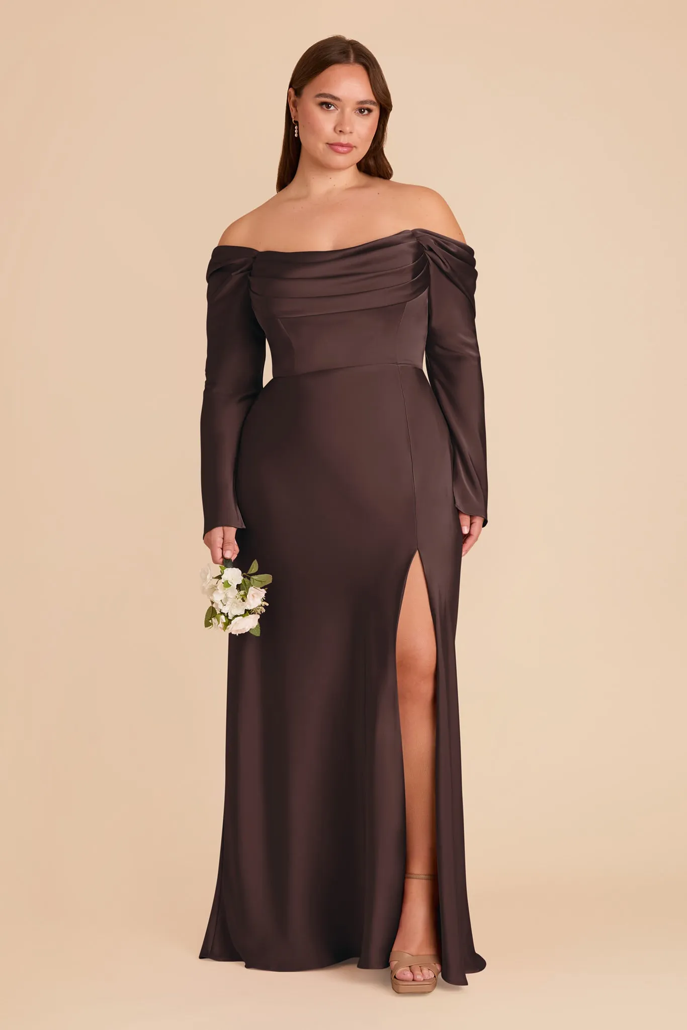 Maya Matte Satin Dress - Espresso sold by Birdy Grey product image thumbnail 2