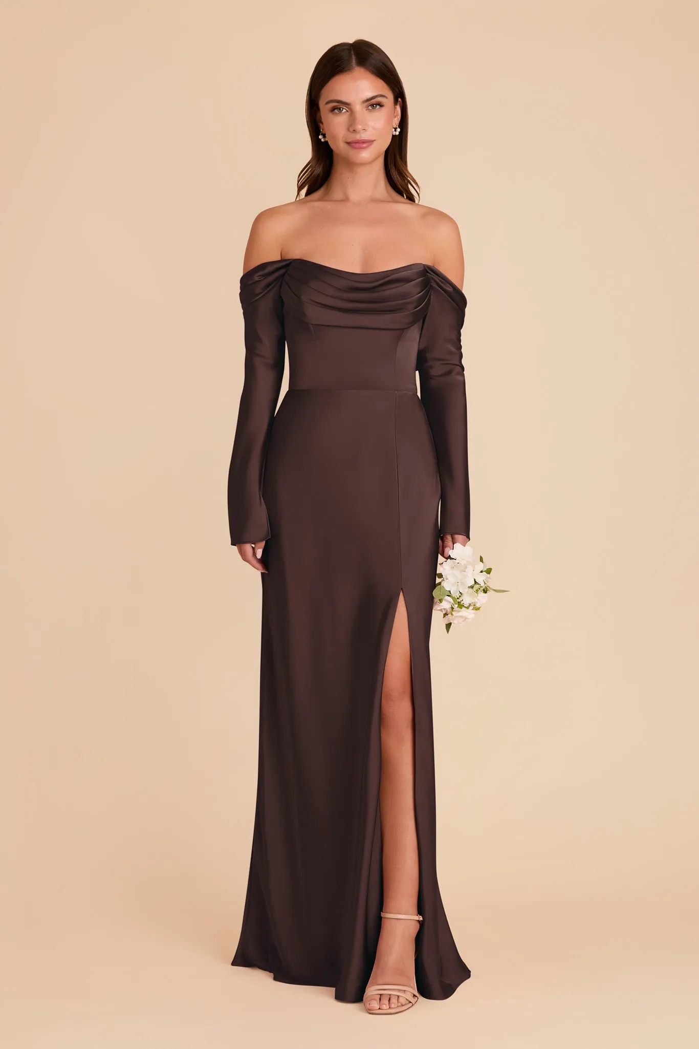Maya Matte Satin Dress - Espresso sold by Birdy Grey