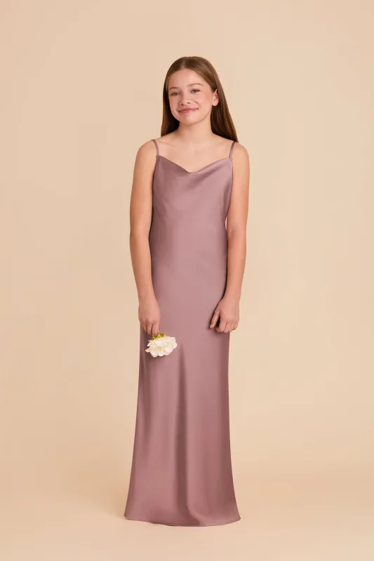 Elisa Junior Matte Satin Dress - Dark Mauve sold by Birdy Grey