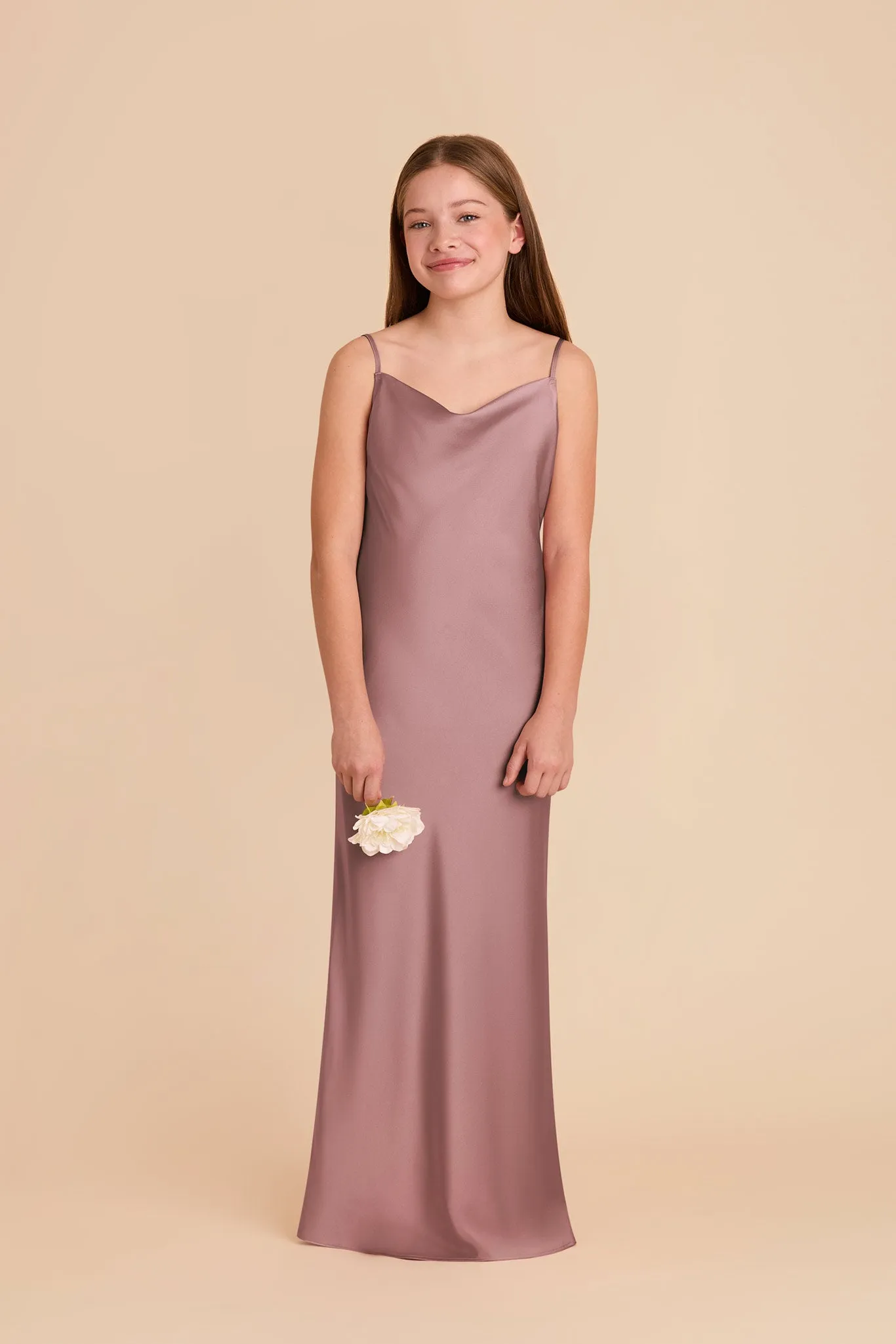Elisa Junior Matte Satin Dress - Dark Mauve sold by Birdy Grey