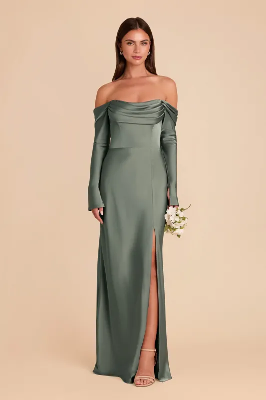 Maya Matte Satin Dress - Sea Glass sold by Birdy Grey
