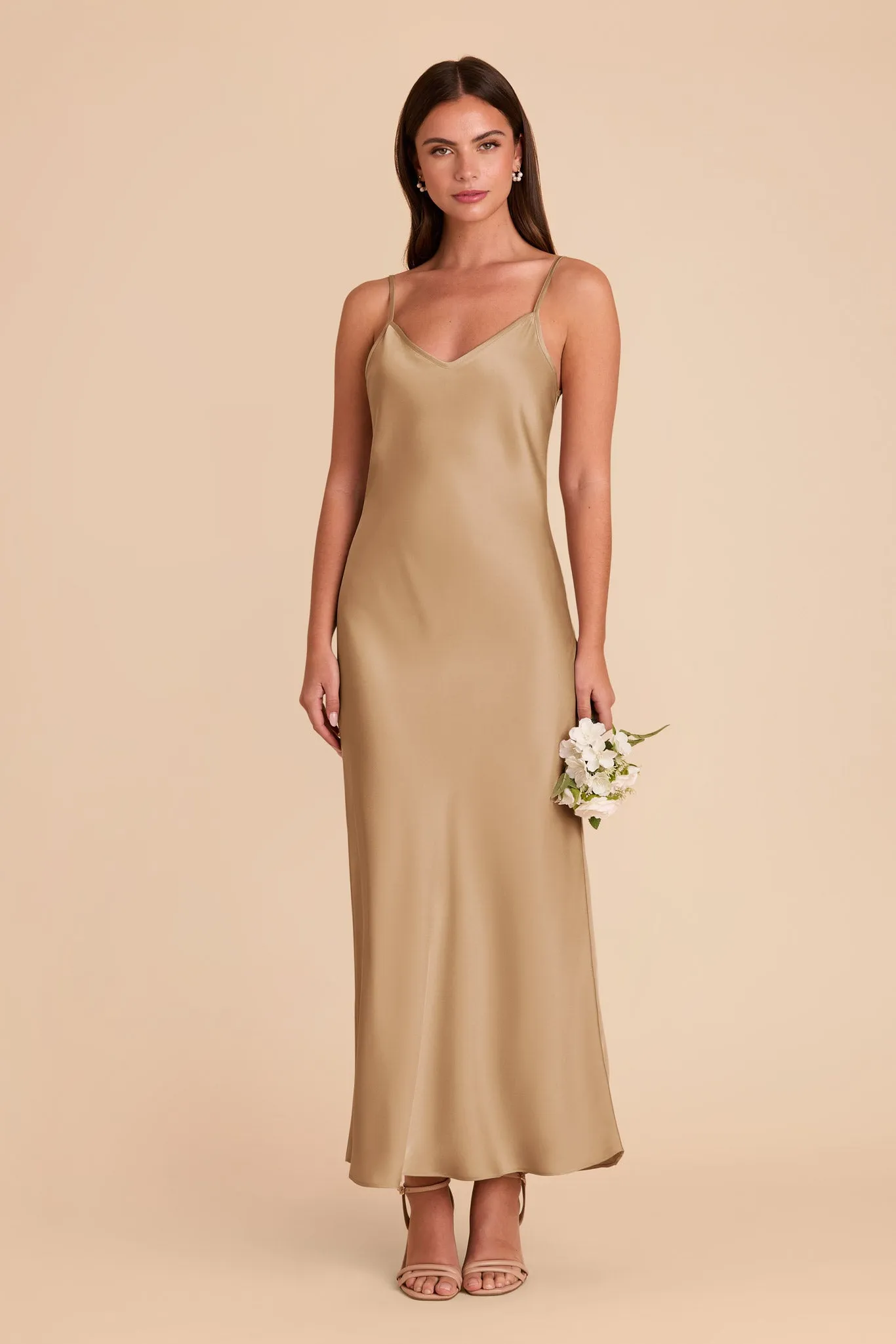 Alice Matte Satin Dress - Yellow Gold sold by Birdy Grey