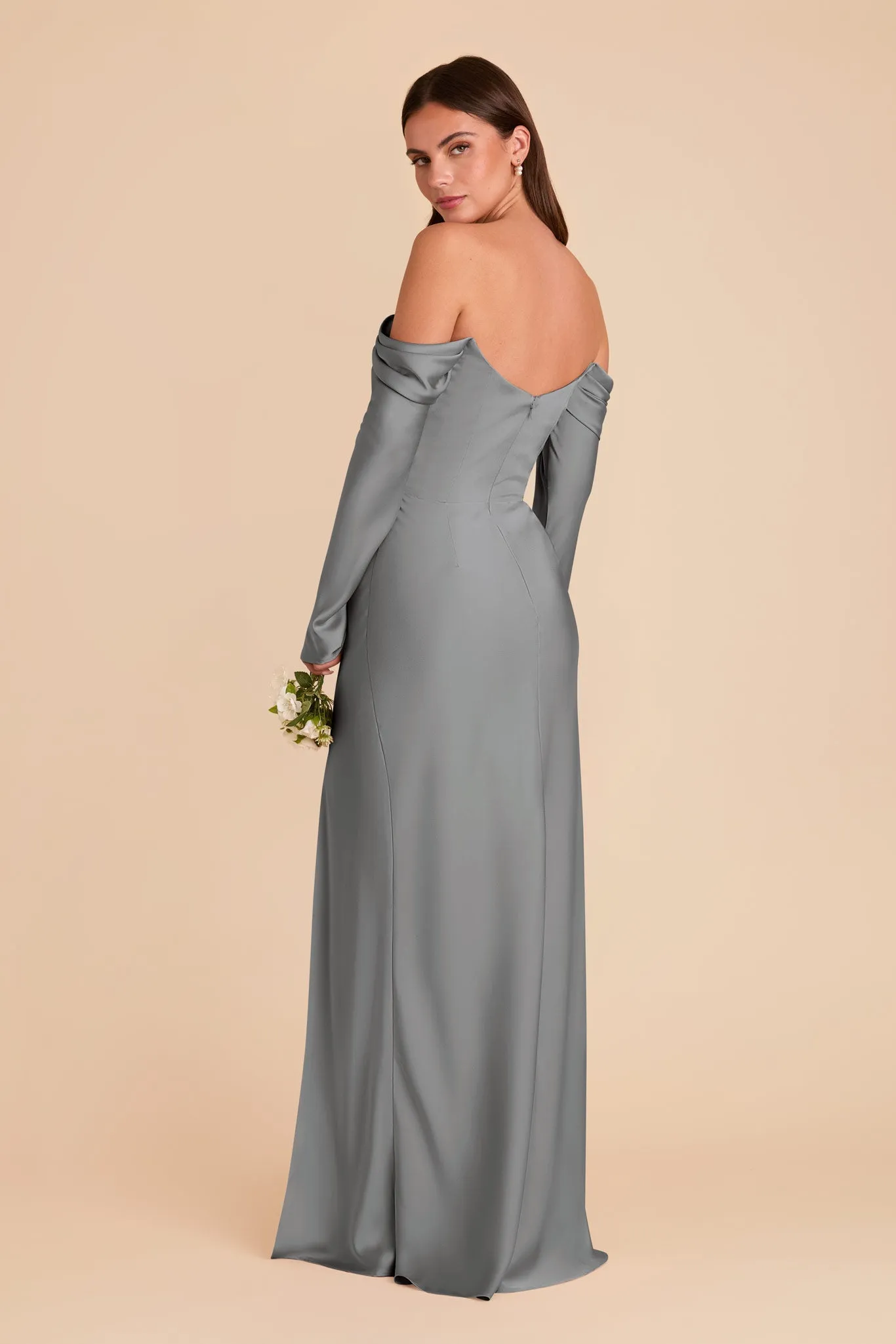 Maya Matte Satin Dress - Silver sold by Birdy Grey product image thumbnail 4