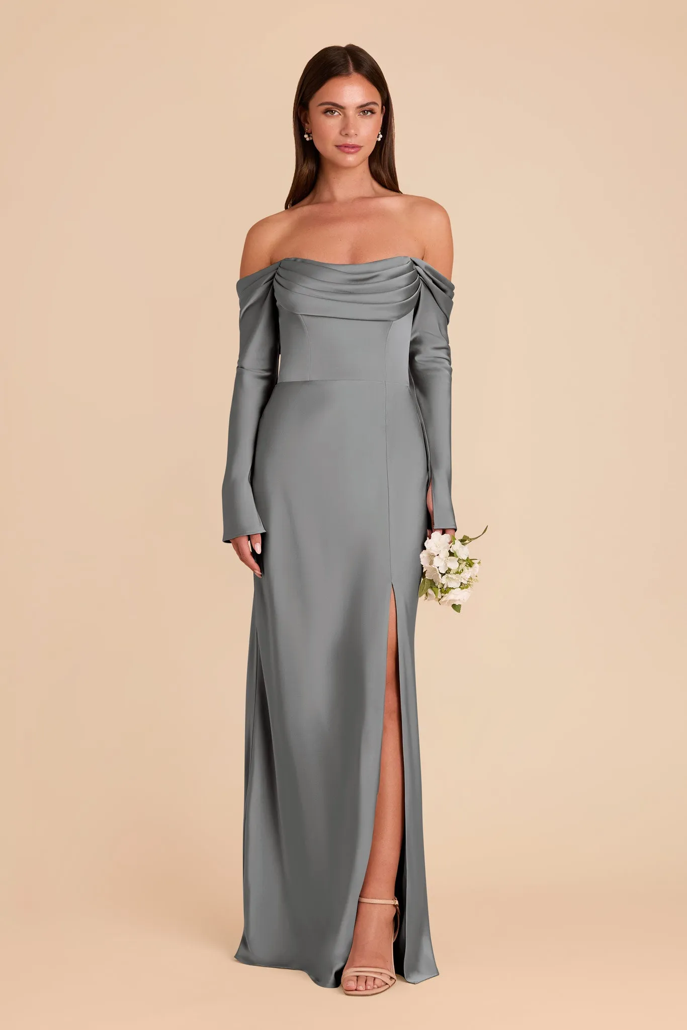 Maya Matte Satin Dress - Silver sold by Birdy Grey product image thumbnail 3