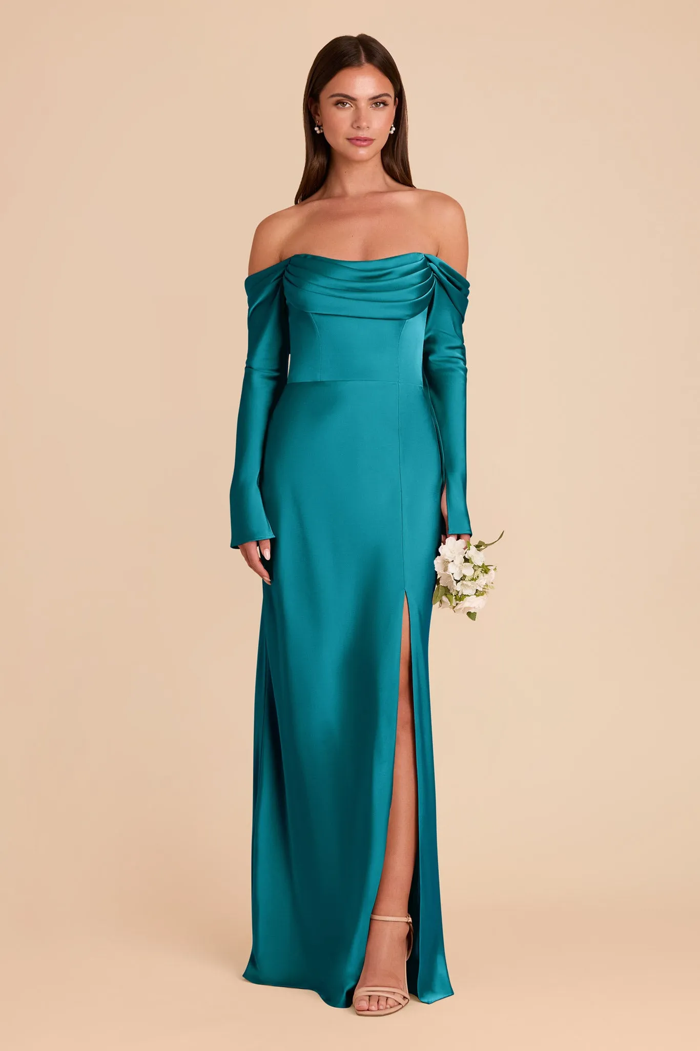 Maya Matte Satin Dress - Teal sold by Birdy Grey